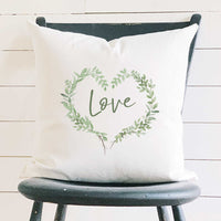 Love Greenery Heart Wreath - Square Canvas Pillow