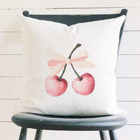 Cherries with a Bow - Valentine's Day Square Canvas Pillow