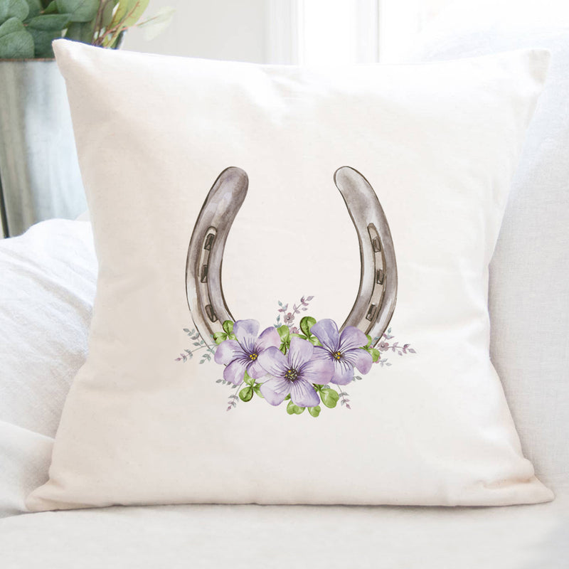 Floral Horseshoe - Square Canvas Pillow