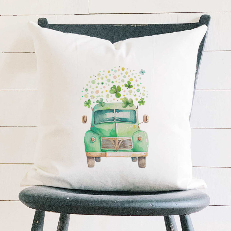 Irish Farm Truck with Clovers - Square Canvas Pillow