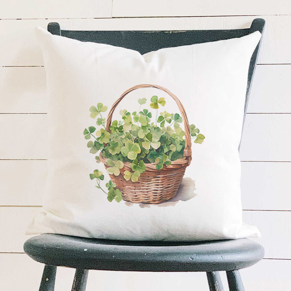 Clover Basket - St. Patrick's Day Square Canvas Pillow