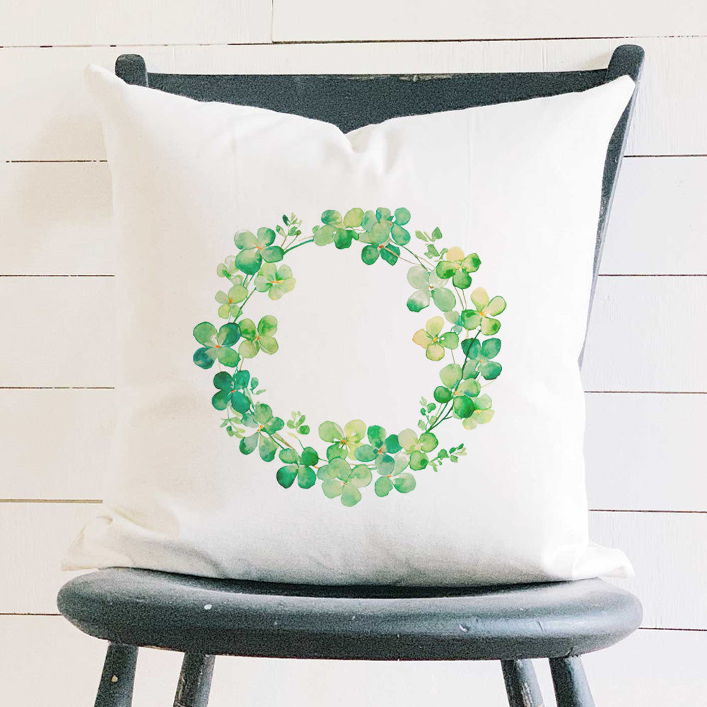 Clover Wreath - St. Patrick's Day Square Canvas Pillow