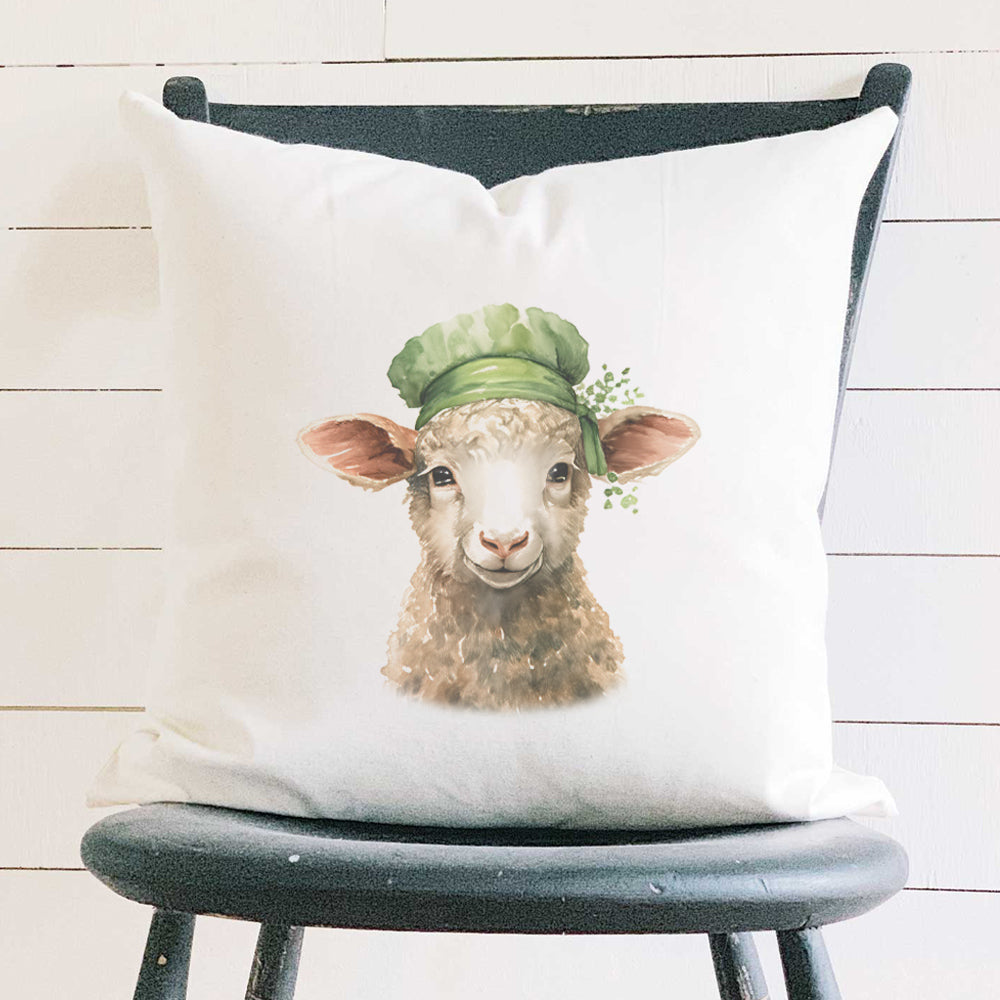 Lamb with Green Hat - St. Patrick's Day Square Canvas Pillow