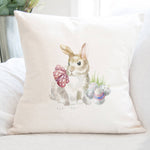 Watercolor Rabbit with Eggs - Square Canvas Pillow