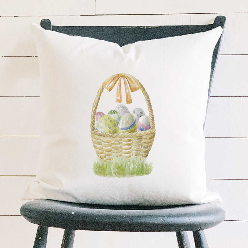 Watercolor Easter Basket - Square Canvas Pillow