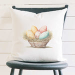 Rustic Egg Basket - Square Canvas Pillow
