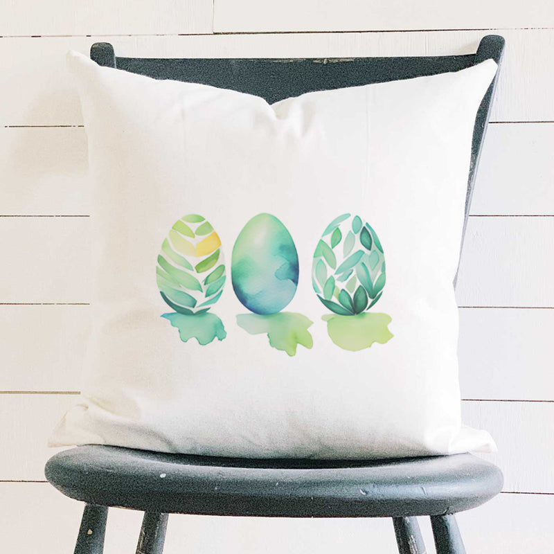Watercolor Easter Eggs - Cool - Square Canvas Pillow