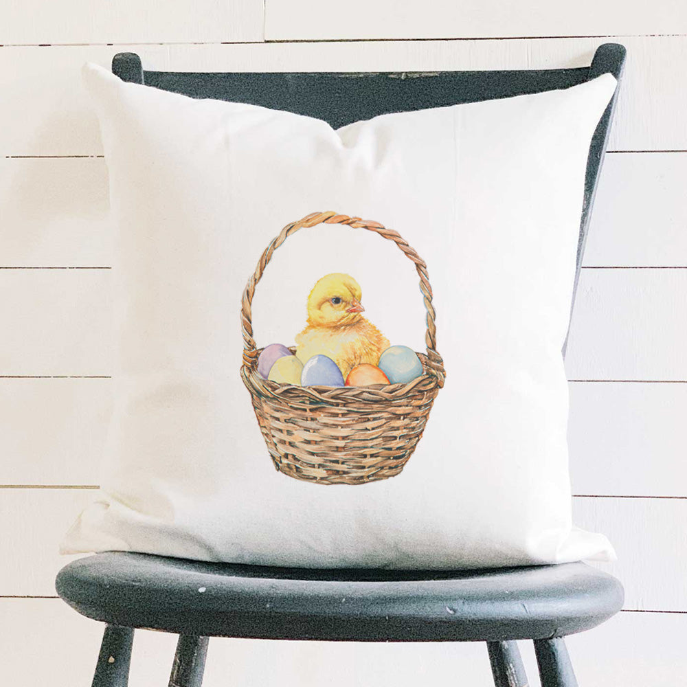 Easter Basket Chick - Easter Square Canvas Pillow