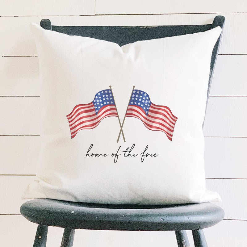 Home of the Free Flags - Square Canvas Pillow