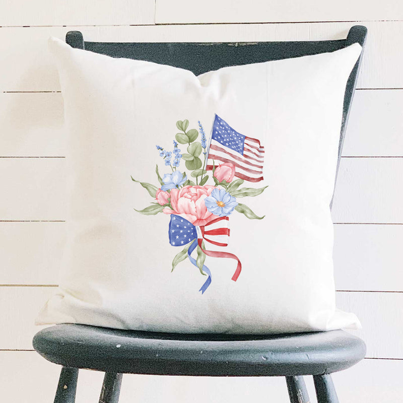 American Flag Bouquet - Square Canvas Pillow