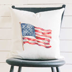 Watercolor American Flag - Square Canvas Pillow