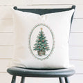 Watercolor Christmas Tree with Border - Square Canvas Pillow