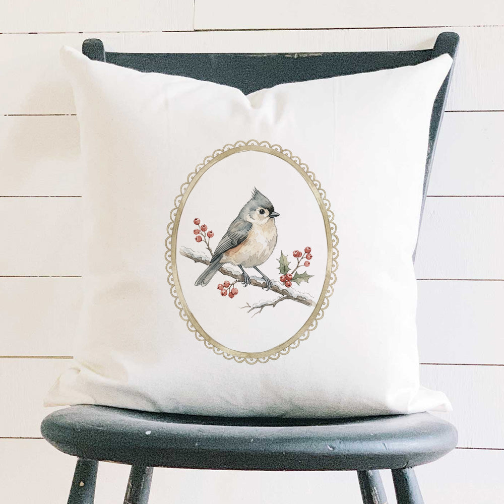 Watercolor Titmouse - Square Canvas Pillow