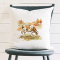 Cow in Autumn Field - Square Canvas Pillow