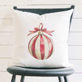 Red and White Stripe Ornament - Customizable Square Canvas Pillow