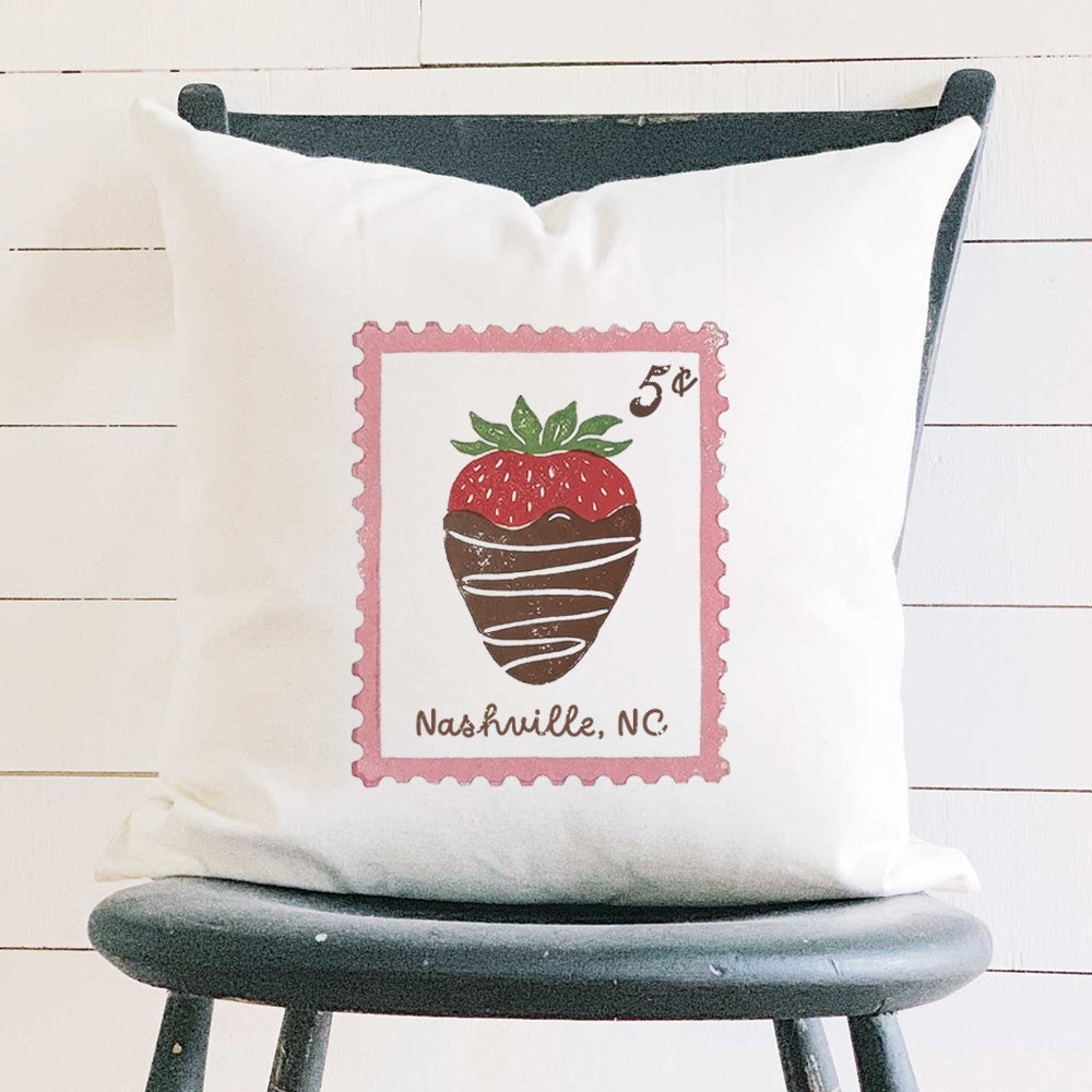 Chocolate Strawberry Stamp - Custom Square Canvas Pillow