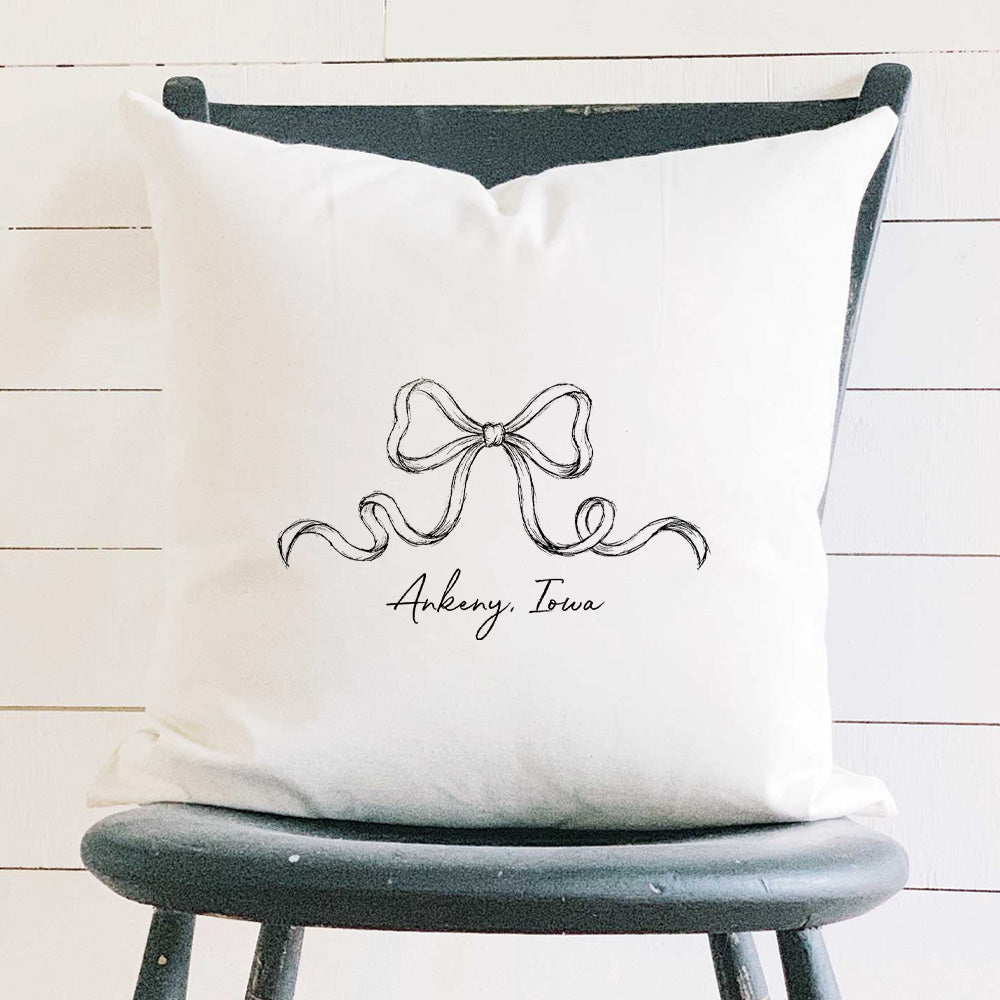 Hand Drawn Bow - Custom Square Canvas Pillow