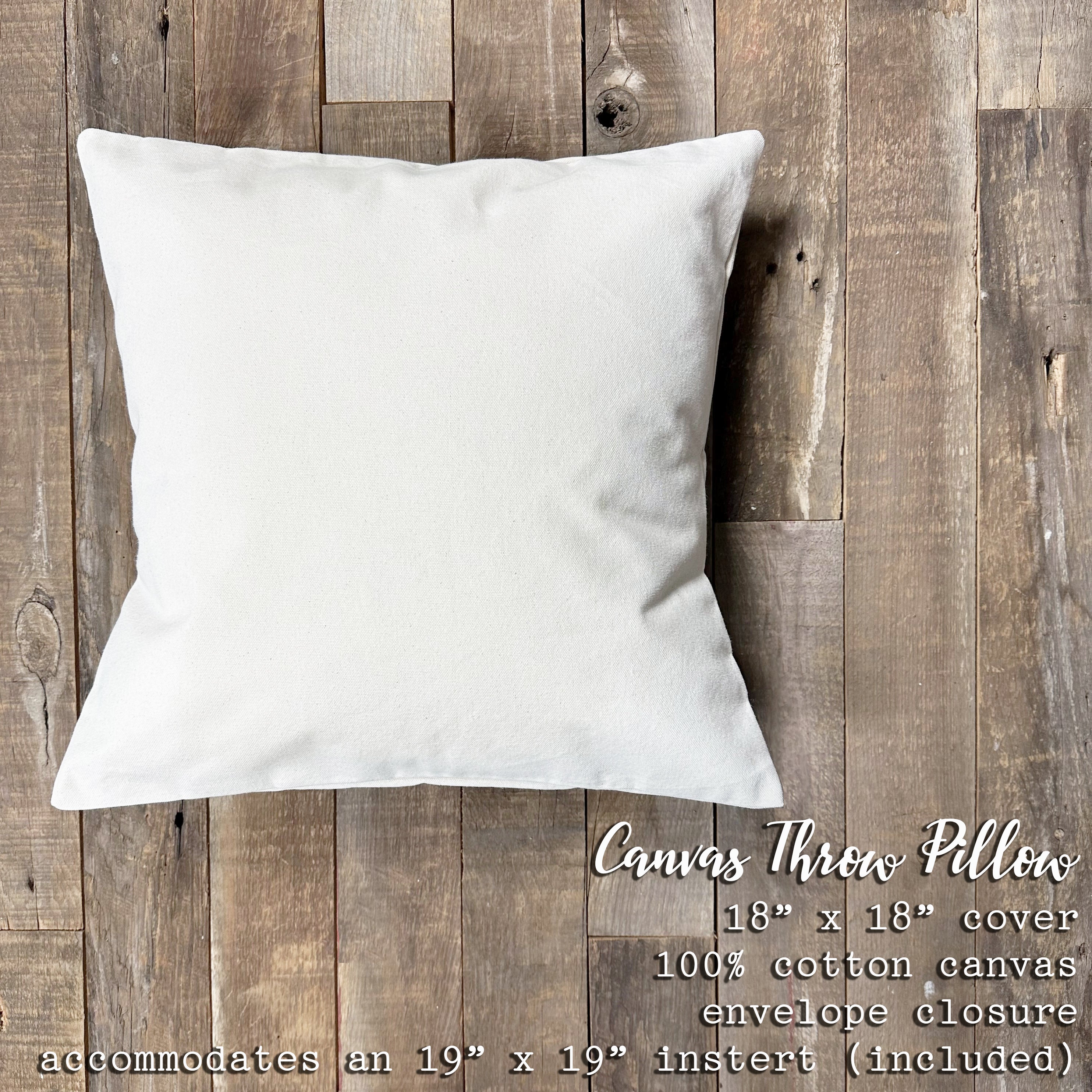 Merry + Bright Script - Christmas Square Canvas Pillow