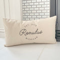 Vintage Script City w State EST - Custom Rectangular Canvas Pillow
