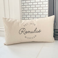 Vintage Script City w State EST - Custom Rectangular Canvas Pillow