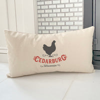 Vintage Icon (Chicken) City/State - Custom Rectangular Canvas Pillow