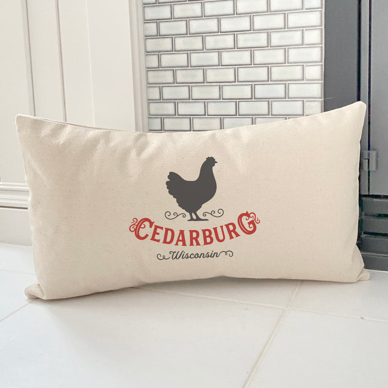 Vintage Icon (Chicken) City/State - Rectangular Canvas Pillow