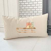 Watercolor Present Sled - Rectangular Canvas Pillow