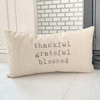 Thankful Grateful Blessed - Rectangular Thanksgiving Pillow