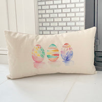 Watercolor Easter Eggs - Warm - Rectangular Canvas Pillow