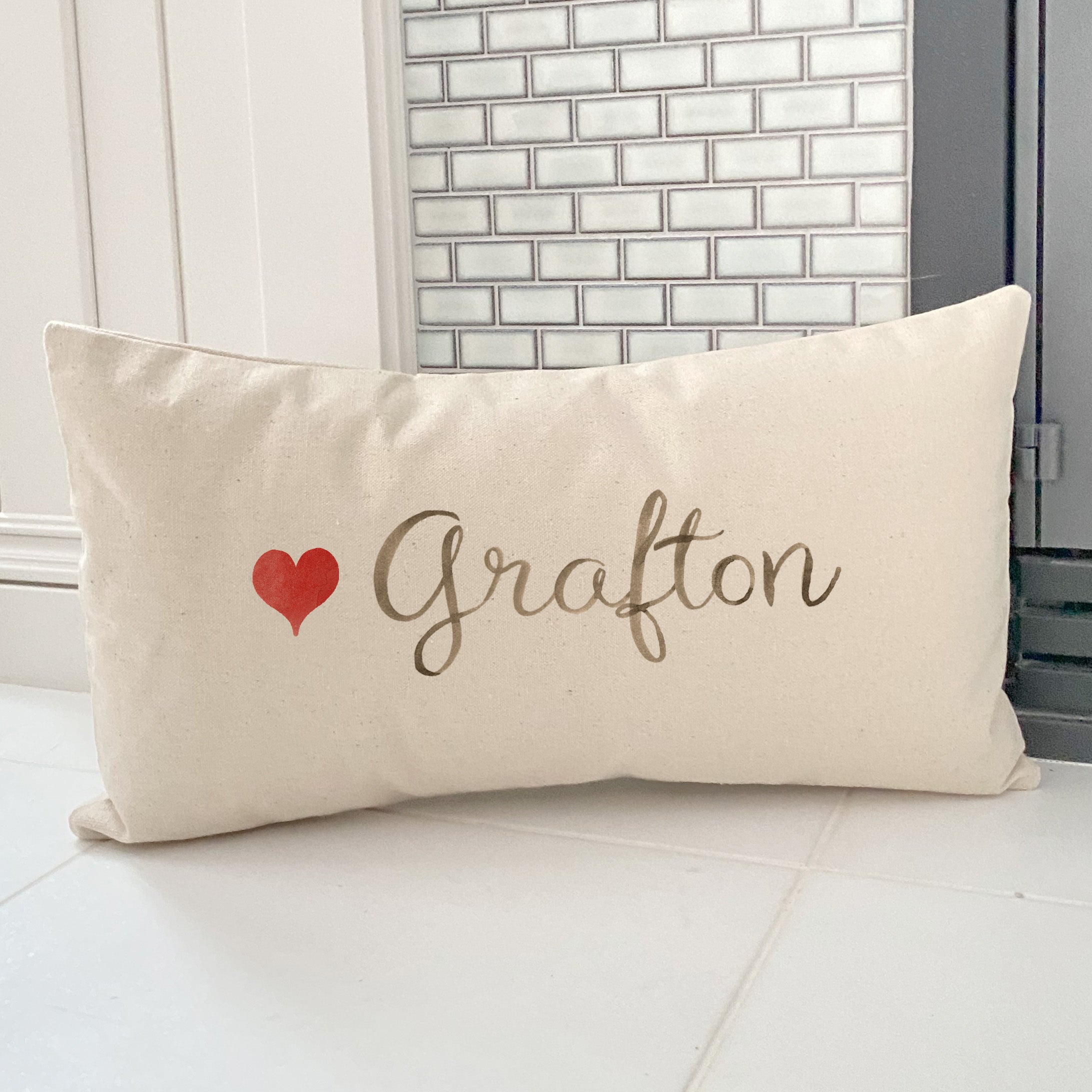 Watercolor Cursive Heart - Custom Rectangular Canvas Pillow