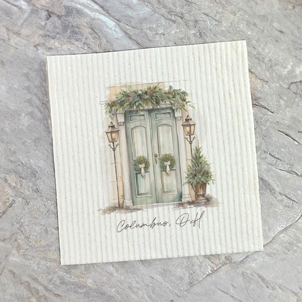 Lamp Post Welcome - Custom Swedish Dish Cloth