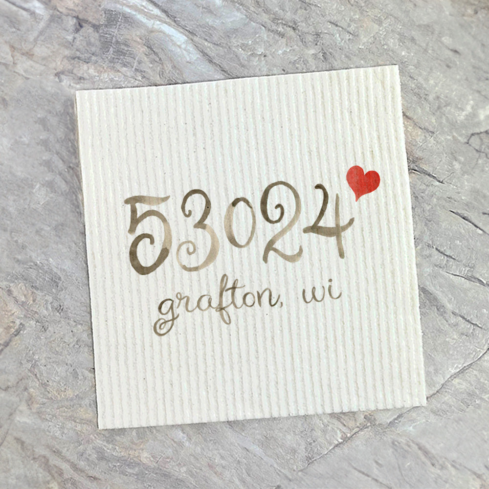 Watercolor Cursive Heart - Custom Swedish Dish Cloth
