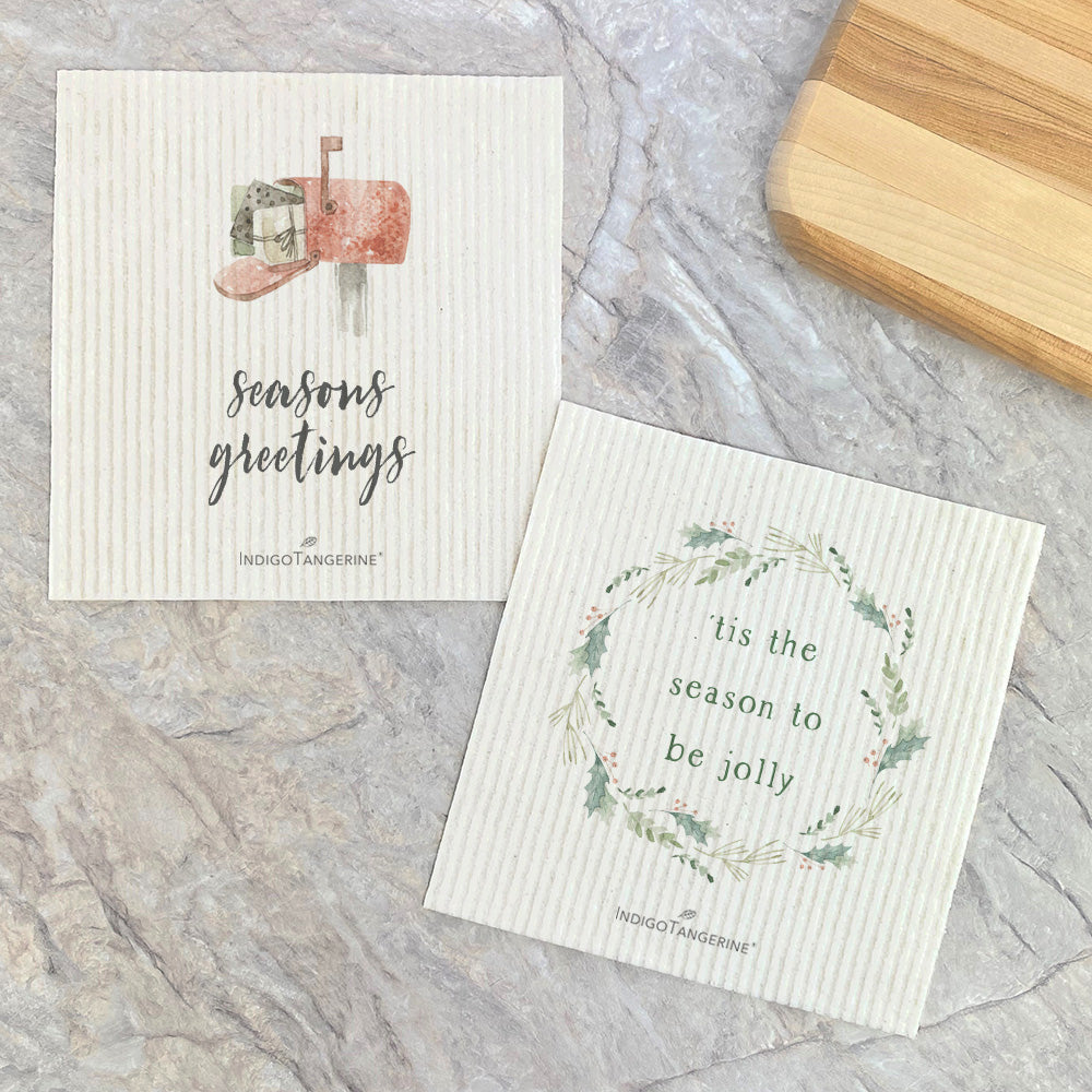 Seasons Greeting Tis The Season - 2pk Swedish Dish Cloth