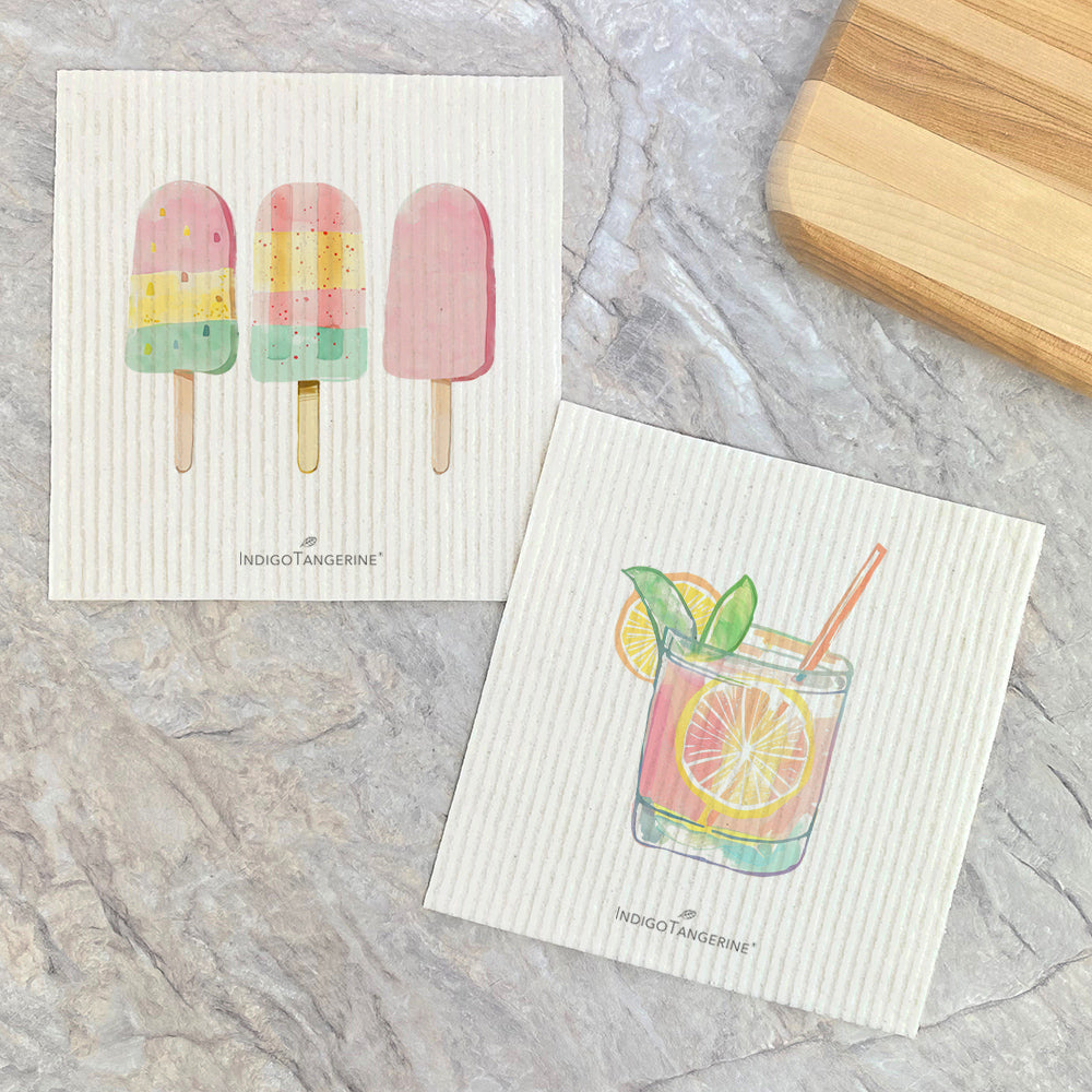 Popsicles and Pink Drink - Summer 2pk Swedish Dish Cloth