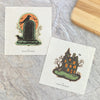 Retro Tombstone & Haunted House - Halloween 2pk Swedish Dish Cloth