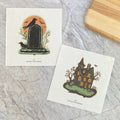 Retro Tombstone & Haunted House - Halloween 2pk Swedish Dish Cloth