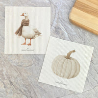 Knit Pumpkin and Cozy Duck - 2pk Swedish Dish Cloth