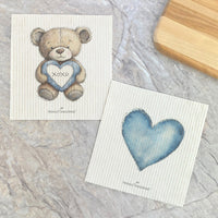 Denim Heart - 2pk Valentine's Day Swedish Dish Cloth