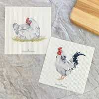 Hen with Eggs, Rooster 2 pk - Swedish Dish Cloth