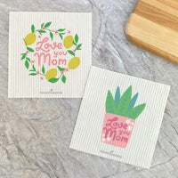 Love You Mom Lemons, Succulents 2 pk - Swedish Dish Cloth