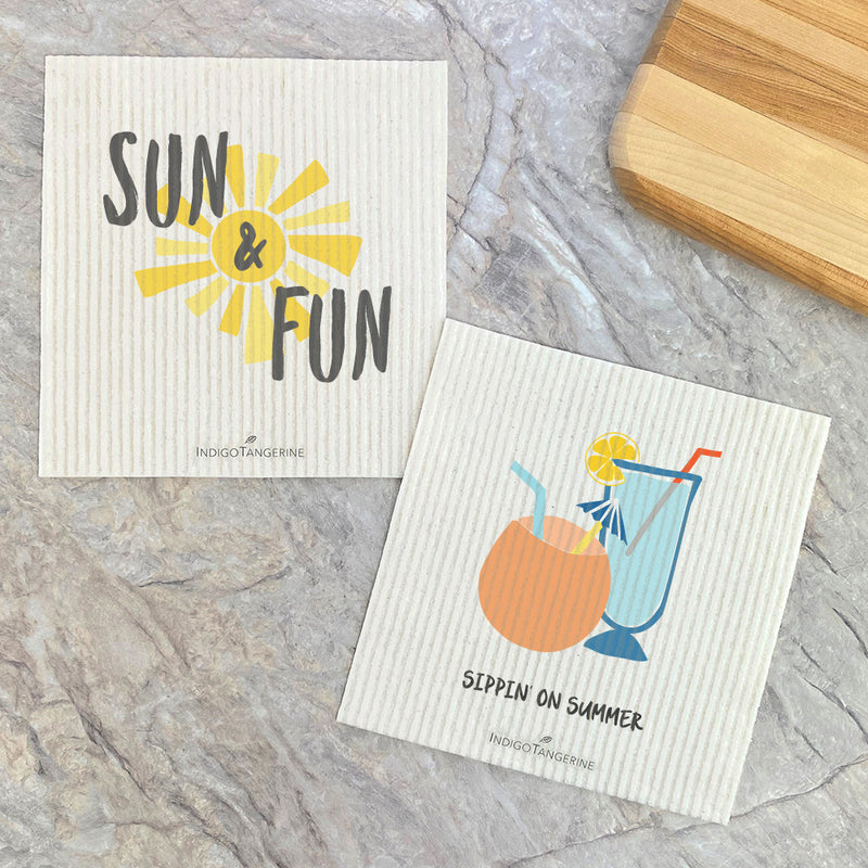 Sippin' on Summer, Sun & Fun 2pk - Swedish Dish Cloth