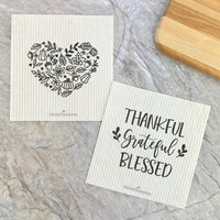 Fall Heart, Thankful 2pk - Swedish Dish Cloth