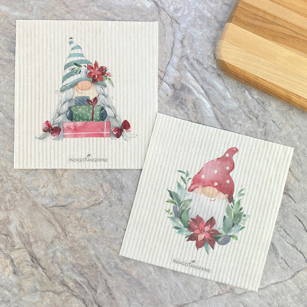 Christmas Gnomes  - 2pk Swedish Dish Cloth