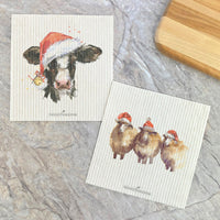 Christmas Cow, Sheep 2pk - Swedish Dish Cloth