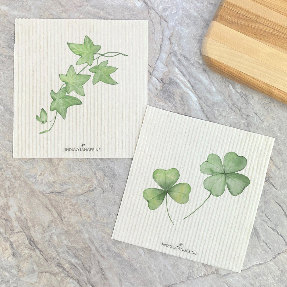 Clover Pair, Ivy  - 2pk Swedish Dish Cloth