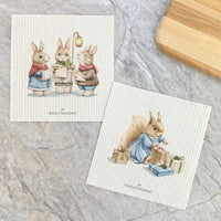 Fairytale Christmas Bunnies, Squirrel 2pk - Swedish Dish Cloth