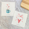 Valentine's Coffee, Ribbon Heart 2pk - Swedish Dish Cloth