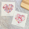 Floral Heart, Leaf Heart 2pk - Swedish Dish Cloth