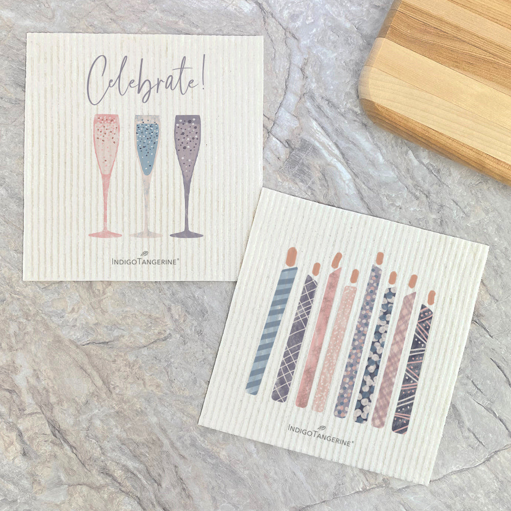 Celebrate Champagne, Party Candles  - 2pk Swedish Dish Cloth