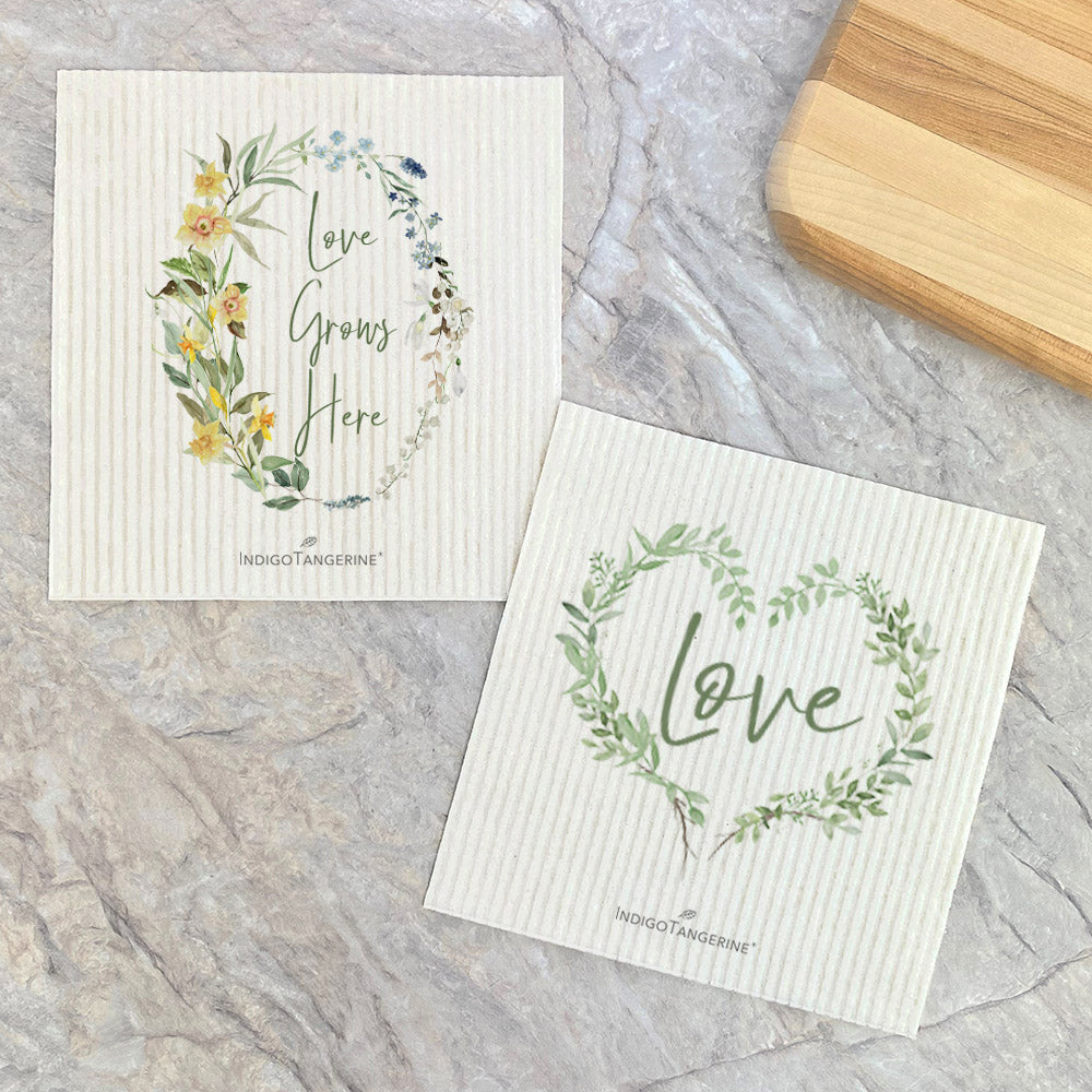Love Greenery, Love Grows Here  - 2pk Swedish Dish Cloth